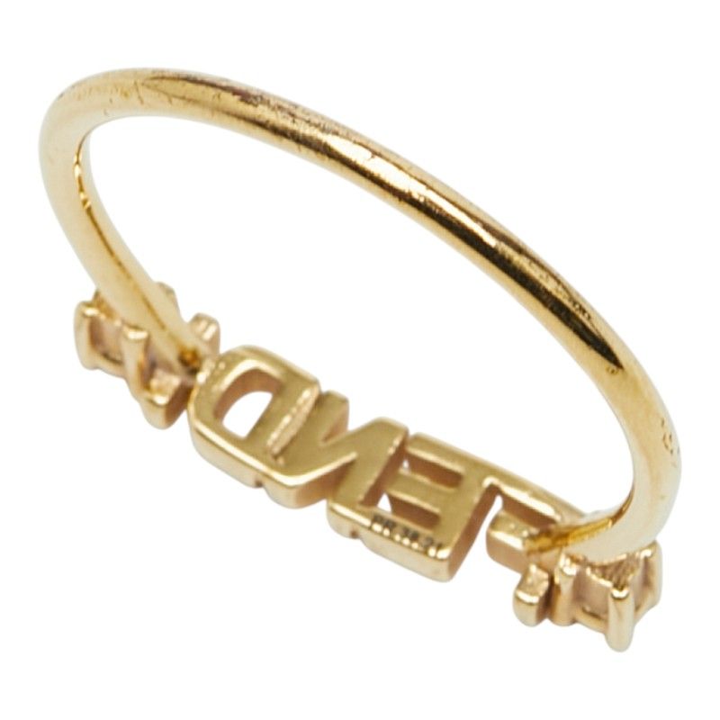 FENDI Logo Ring M Gold Plated Crystal Ladies FENDI