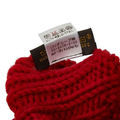 Louis Vuitton Moufur Constance Glove Mittens Gloves With Tin Badge Red Wool