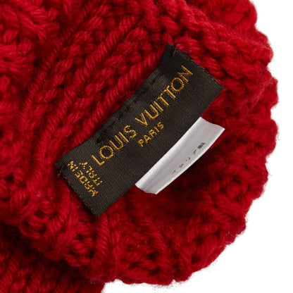 Louis Vuitton Moufur Constance Glove Mittens Gloves With Tin Badge Red Wool