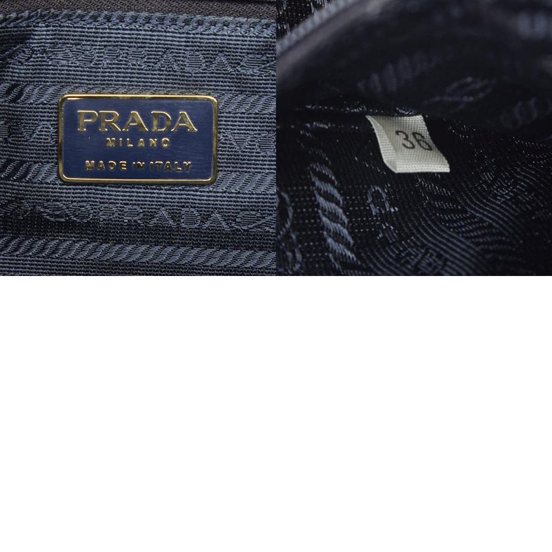 PRADA Triangle Logo Plate Chain Handbag Navy - Tessuto Nylon Women's PRADA