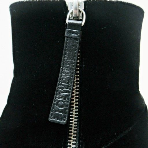 LOEWE Velvet Shorts Heel Square Toe Side Zip 36 23cm (9.06in) Black 0108