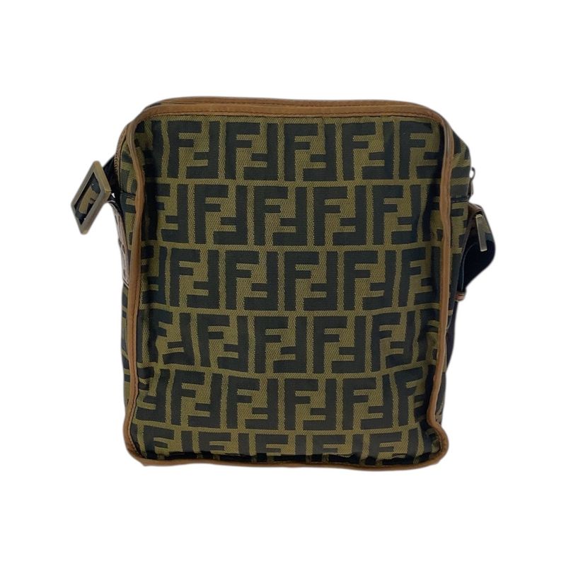 FENDI Zucca Brown Beige Gold Hardware Nylon 7va152 Shoulder Bag Pochette