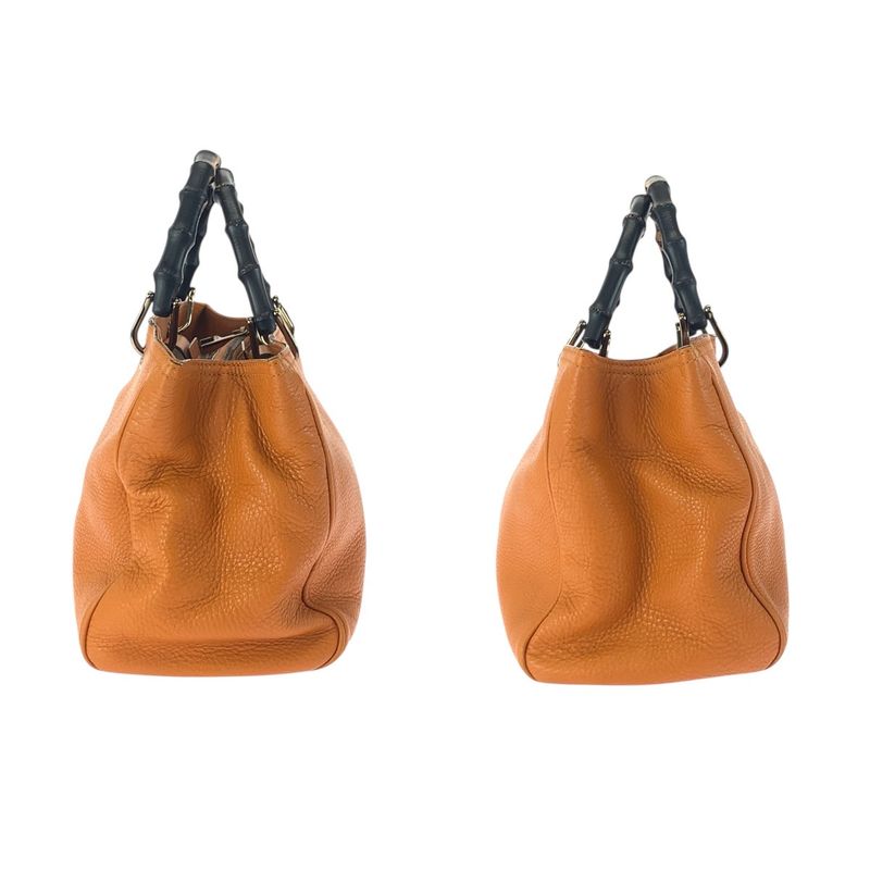 GUCCI Bamboo 2way Orange Gold Hardware Leather 323660 Tote Bag Shoulder Bag