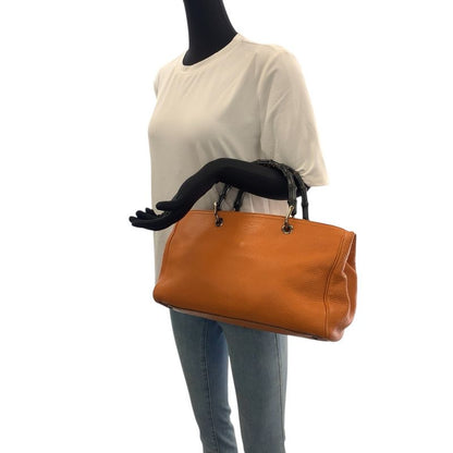 GUCCI Bamboo 2way Orange Gold Hardware Leather 323660 Tote Bag Shoulder Bag