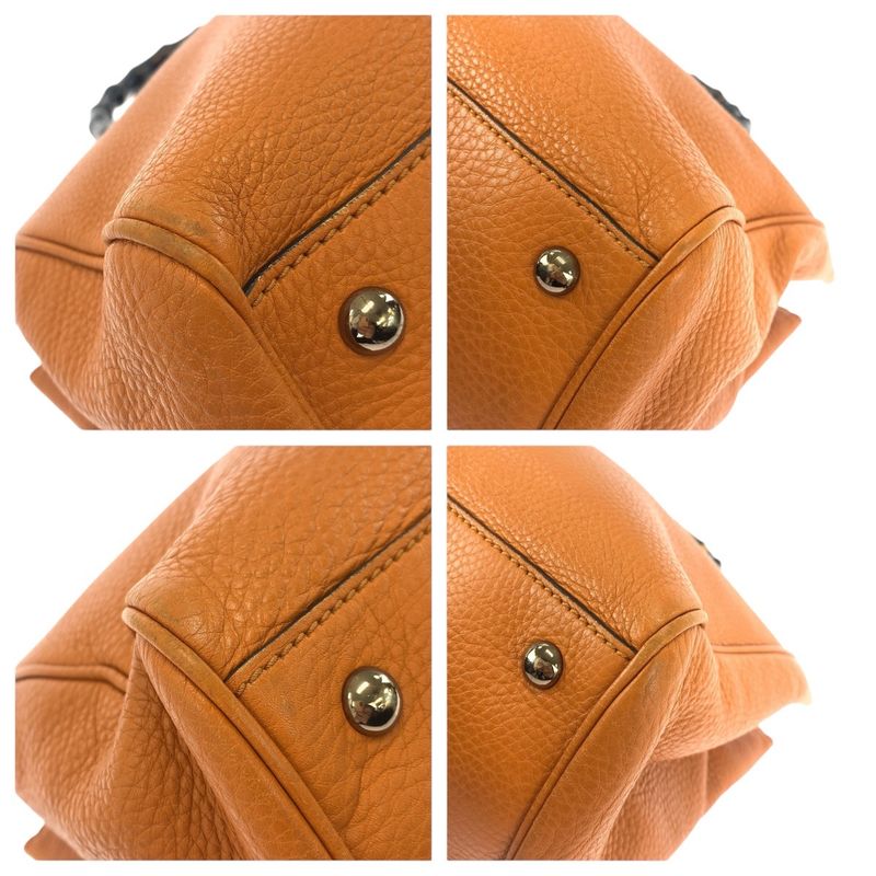 GUCCI Bamboo 2way Orange Gold Hardware Leather 323660 Tote Bag Shoulder Bag