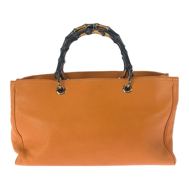 GUCCI Bamboo 2way Orange Gold Hardware Leather 323660 Tote Bag Shoulder Bag