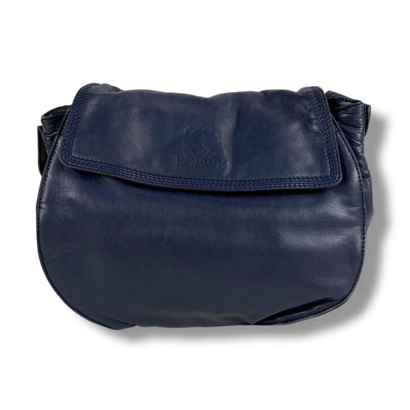 LOEWE Anagram Logo Mini Shoulder Bag Nappa Leather Navy- Navy