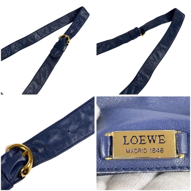 LOEWE Anagram Logo Mini Shoulder Bag Nappa Leather Navy- Navy