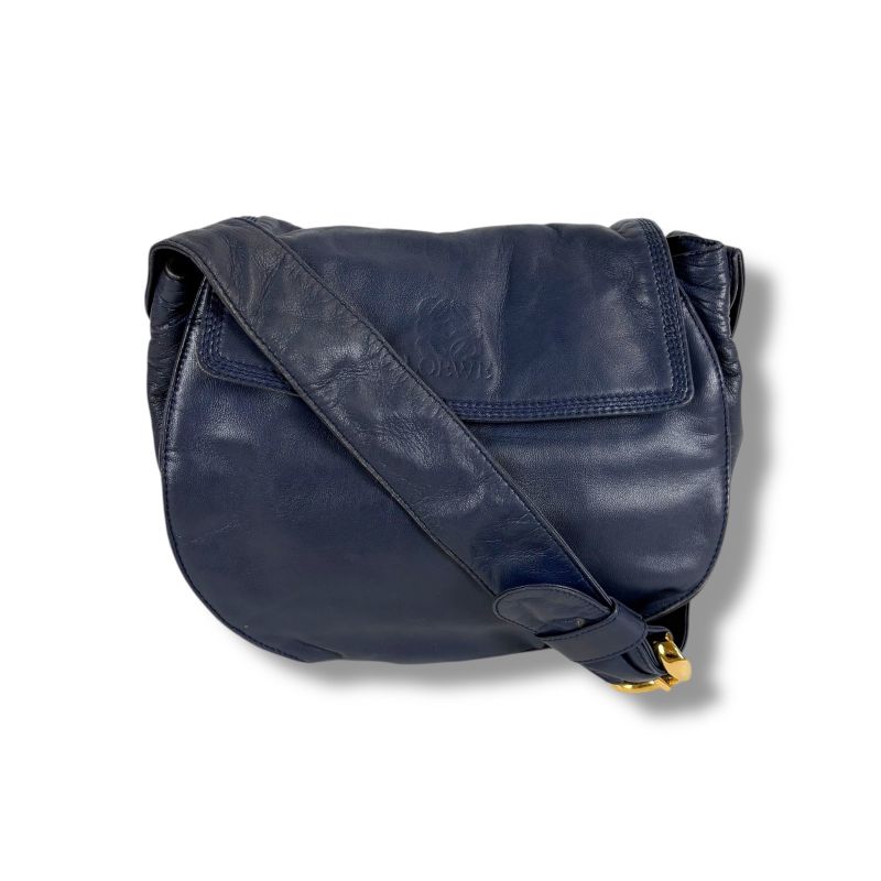 LOEWE Anagram Logo Mini Shoulder Bag Nappa Leather Navy- Navy