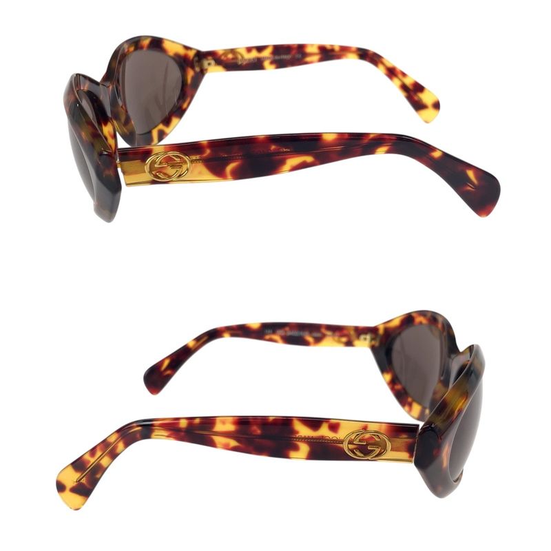 GUCCI Tortoiseshell Pattern Brown Gold Hardware Plastic 125 GG 2402 N S 02Y