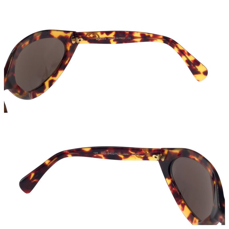 GUCCI Tortoiseshell Pattern Brown Gold Hardware Plastic 125 GG 2402 N S 02Y