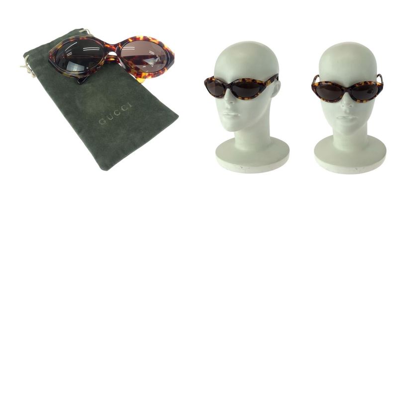 GUCCI Tortoiseshell Pattern Brown Gold Hardware Plastic 125 GG 2402 N S 02Y