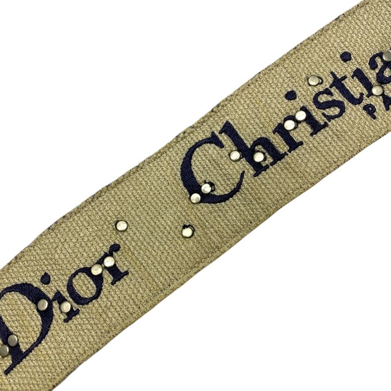 DIOR Oblique Medallion Shoulder Strap Bag Strap Canvas Navy Gold Silver