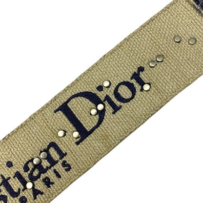 DIOR Oblique Medallion Shoulder Strap Bag Strap Canvas Navy Gold Silver