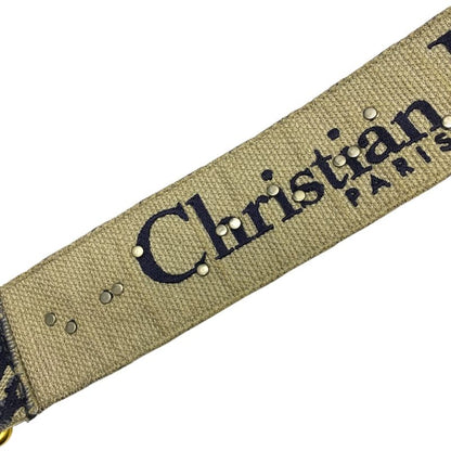 DIOR Oblique Medallion Shoulder Strap Bag Strap Canvas Navy Gold Silver