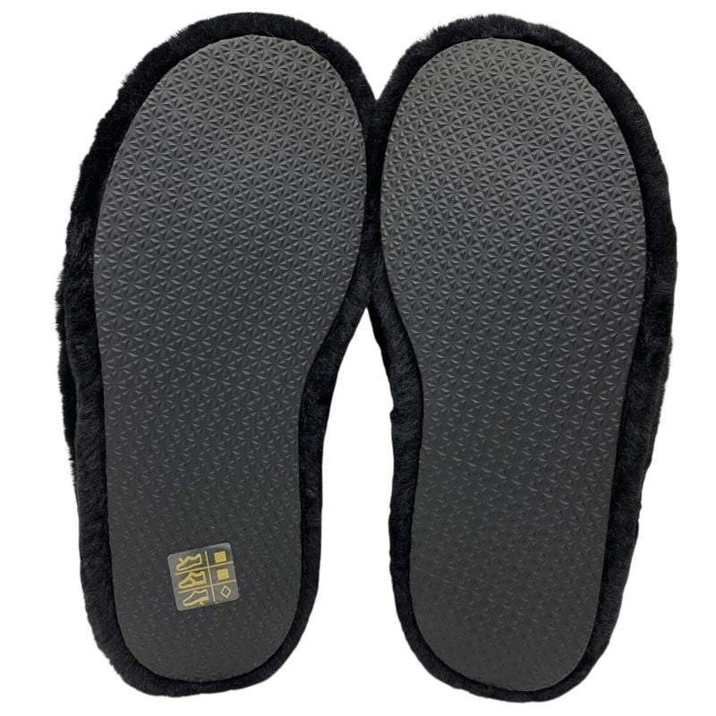VERSACE Slippers Monsieur Medusa Faux Fur Black [size 37 (approx 23.5cm