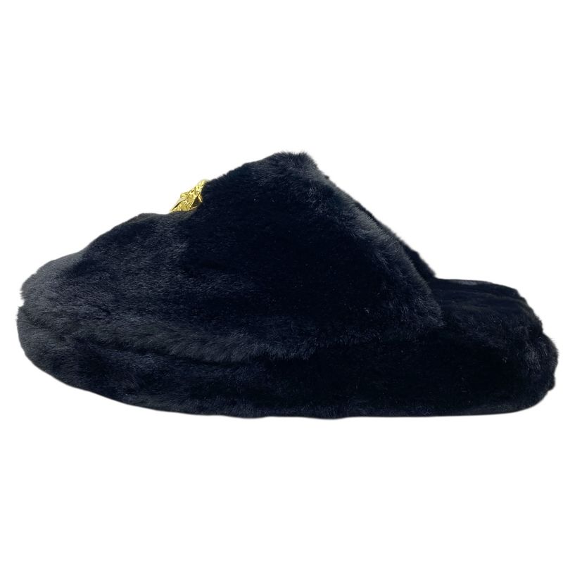 VERSACE Slippers Monsieur Medusa Faux Fur Black [size 41 (approx 26cm
