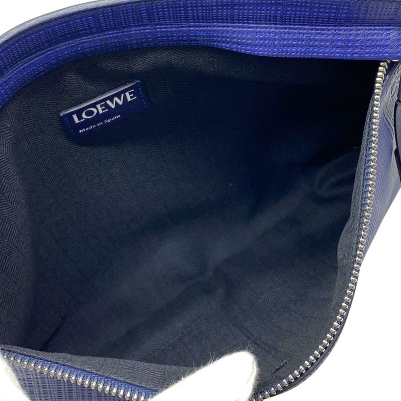 LOEWE Repeat Anagram T-pouch Clutch Bag Second Bag Embossed Logo Leather Navy