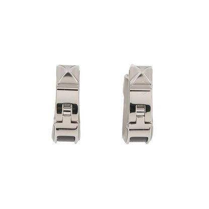 Hermes Earrings Joquette PM Black Silver Box Calf Metal
