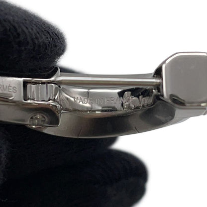 Hermes Earrings Joquette PM Black Silver Box Calf Metal
