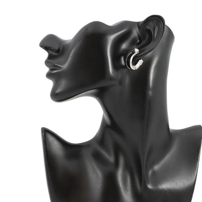 Hermes Earrings Joquette PM Black Silver Box Calf Metal