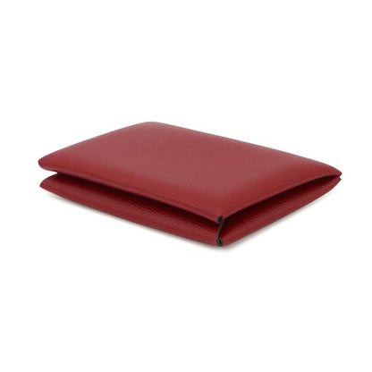 Hermes Card Case Calvi Rouge Ache Silver Vo Madame Rouge Ash