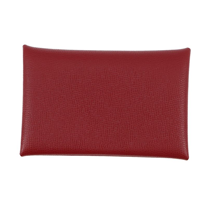Hermes Card Case Calvi Rouge Ache Silver Vo Madame Rouge Ash
