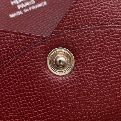 Hermes Card Case Calvi Rouge Ache Silver Vo Madame Rouge Ash