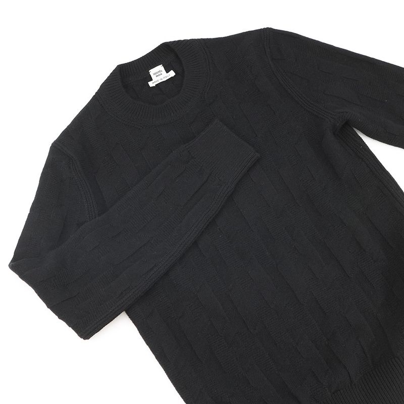 Hermes Knit Long Sleeve Motif 34 Top Black