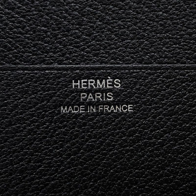 Hermes Trifold Wallet Bearn Combination Black Silver