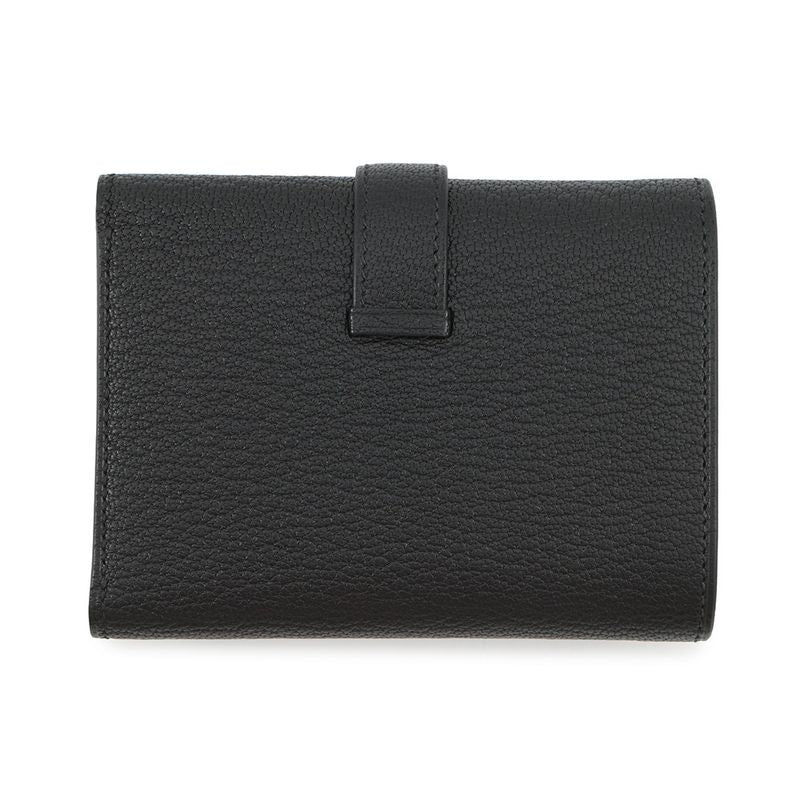 Hermes Trifold Wallet Bearn Combination Black Silver