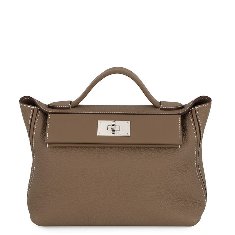 Hermes 24 29 Sac Van Quatre Etoupe Silver Togo Swift 2-Way