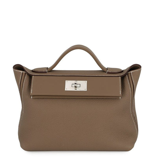 Hermes 24 29 Sac Van Quatre Etoupe Silver Togo Swift 2-Way