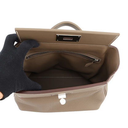 Hermes 24 29 Sac Van Quatre Etoupe Silver Togo Swift 2-Way