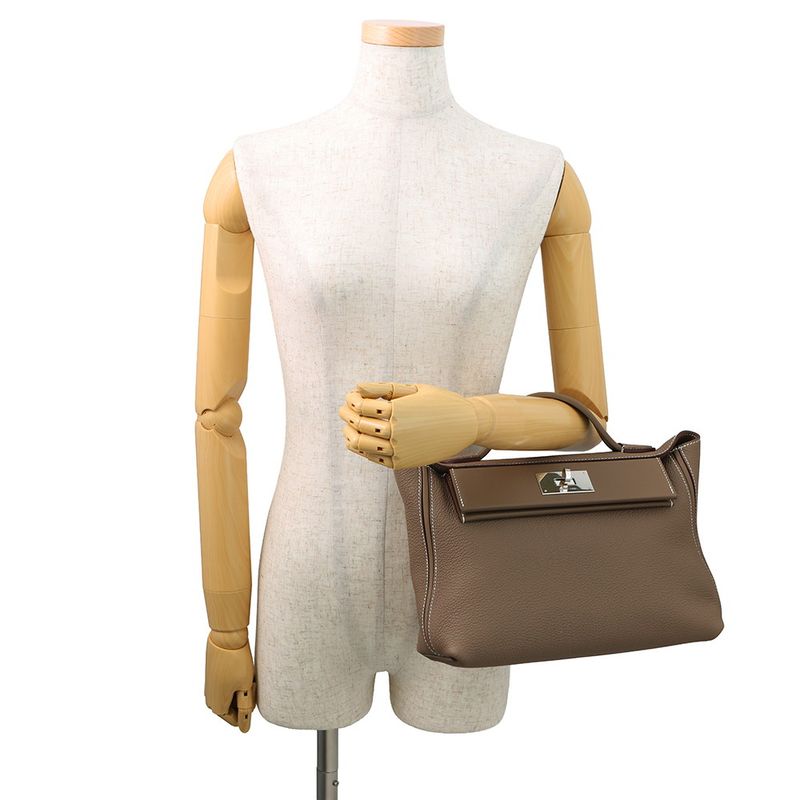 Hermes 24 29 Sac Van Quatre Etoupe Silver Togo Swift 2-Way