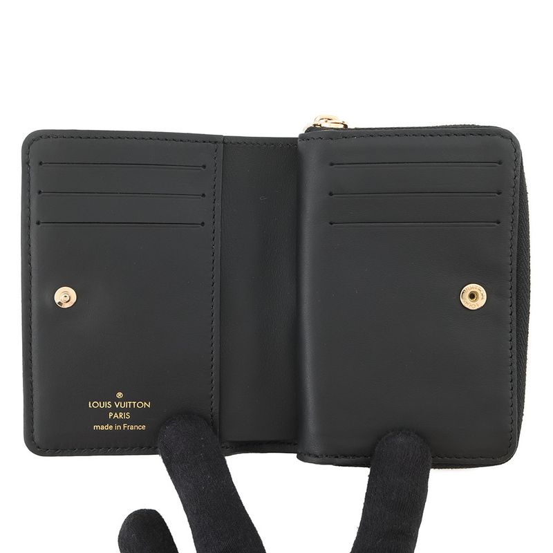 Louis Vuitton Bifold Wallet Lamb Leather Monogram Pattern Noir Black