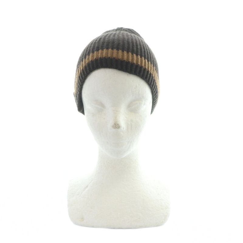 GUCCI Beanie Knit Cap Logo Bicolor M Brown • GY03 MQ • OH