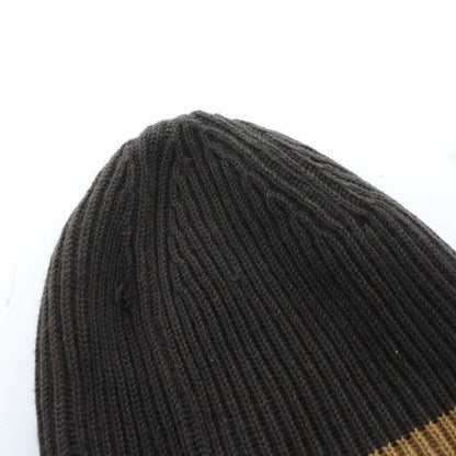 GUCCI Beanie Knit Cap Logo Bicolor M Brown • GY03 MQ • OH