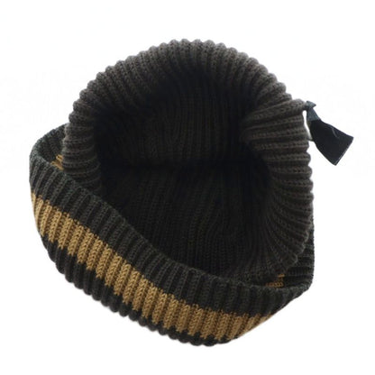 GUCCI Beanie Knit Cap Logo Bicolor M Brown • GY03 MQ • OH