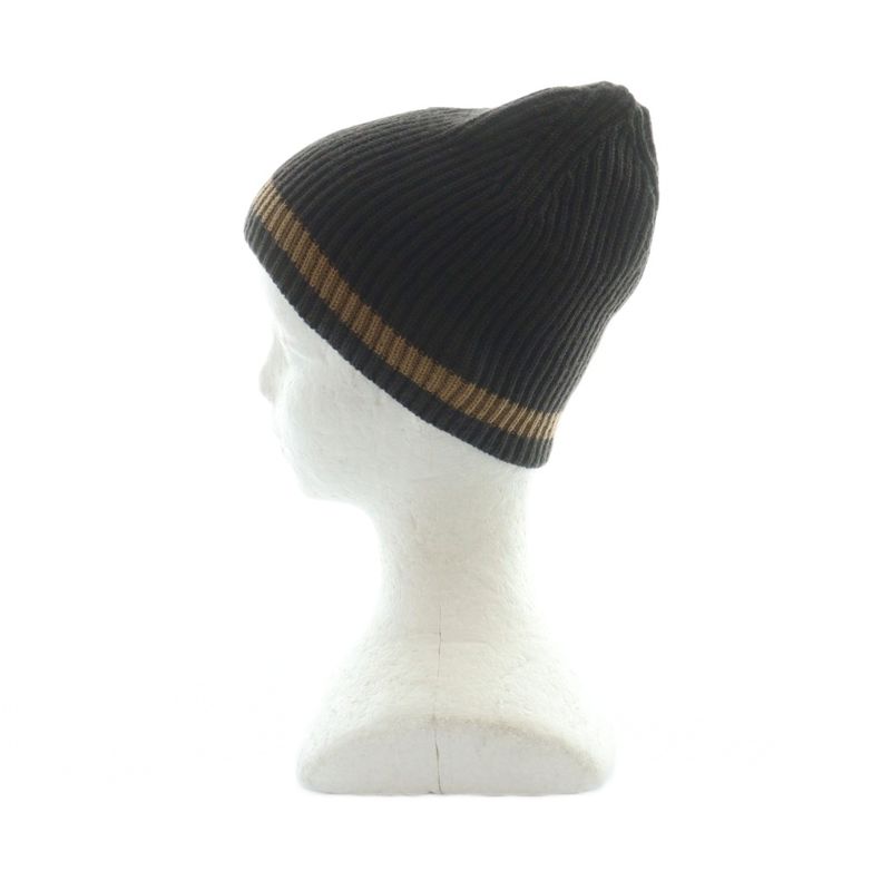 GUCCI Beanie Knit Cap Logo Bicolor M Brown • GY03 MQ • OH