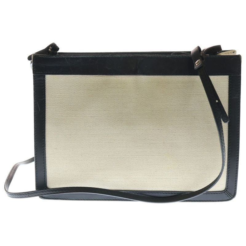 BALENCIAGA Logo Design Canvas Pochette Shoulder-bag Ivory- Black