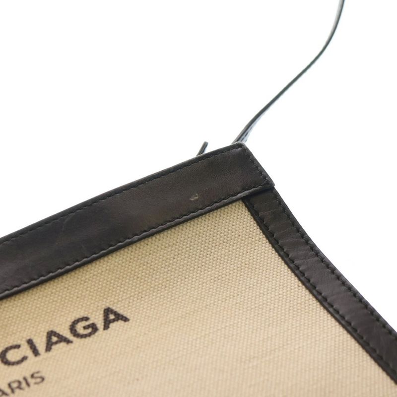 BALENCIAGA Logo Design Canvas Pochette Shoulder-bag Ivory- Black