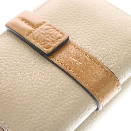 LOEWE Trifold Wallet Compact Wallet Trifold Wallet Brown X Beige Leather