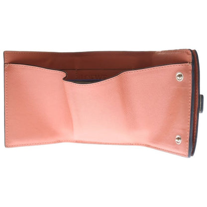 LOEWE Trifold Wallet Compact Wallet Trifold Wallet Brown X Beige Leather