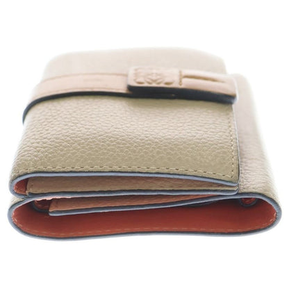 LOEWE Trifold Wallet Compact Wallet Trifold Wallet Brown X Beige Leather
