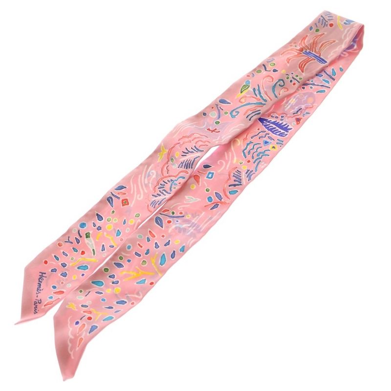 HERMES Twili-spring Island Silk Scarf Pink Multicolor
