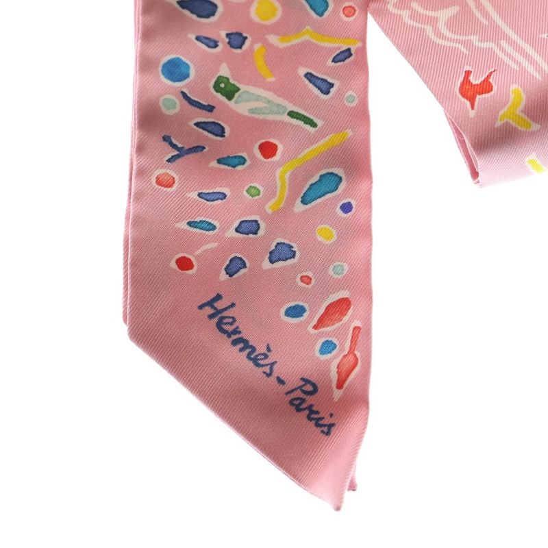 HERMES Twili-spring Island Silk Scarf Pink Multicolor