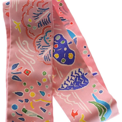 HERMES Twili-spring Island Silk Scarf Pink Multicolor