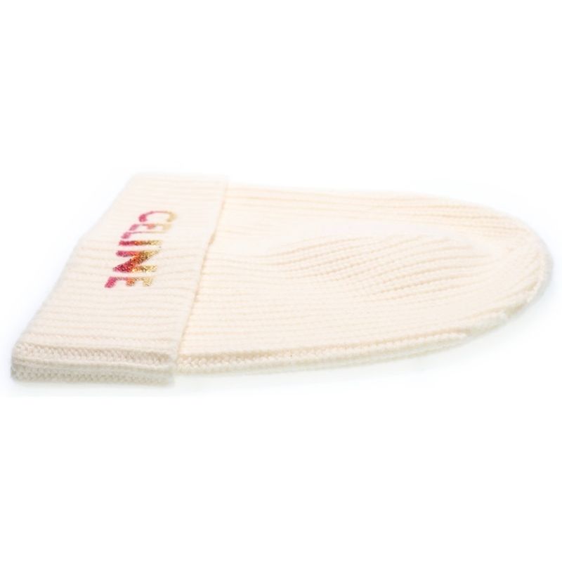 CELINE 22AW Gradient Logo Embroidered Beanie Knit Hat 2a07z666q White