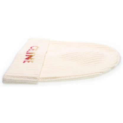 CELINE 22AW Gradient Logo Embroidered Beanie Knit Hat 2a07z666q White